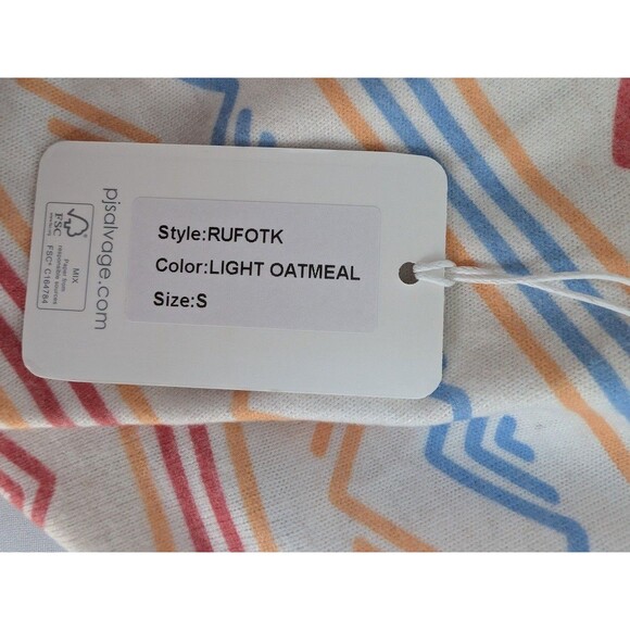 P.J. Salvage Women’s Lounge Pajama Set Geometric Stripe Tank & Shorts Ivory Sz S - Picture 4 of 6